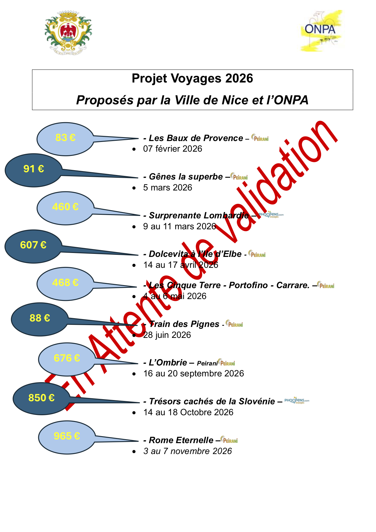 Affiche voyages 2026