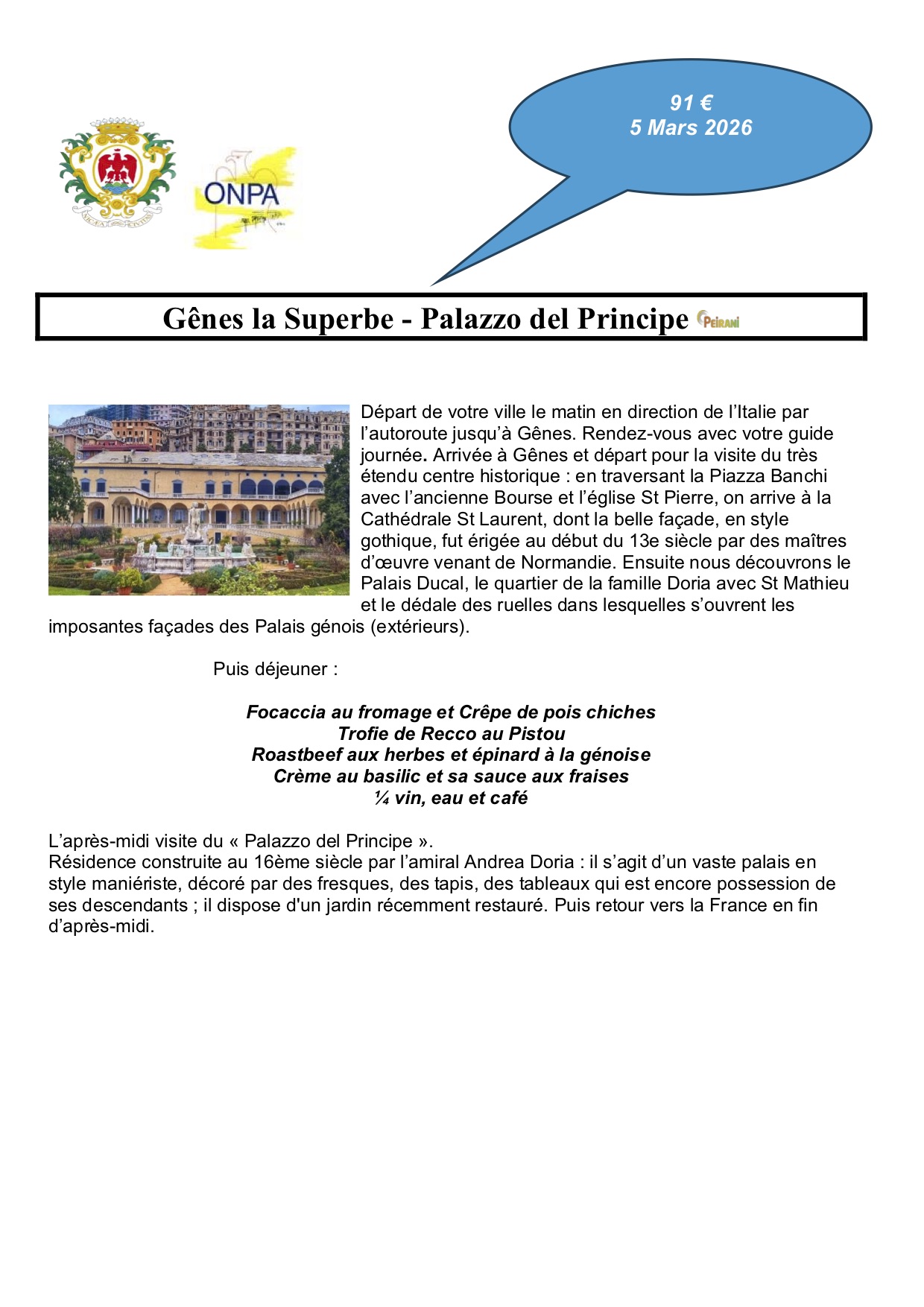 Descriptif voyage à Gêne