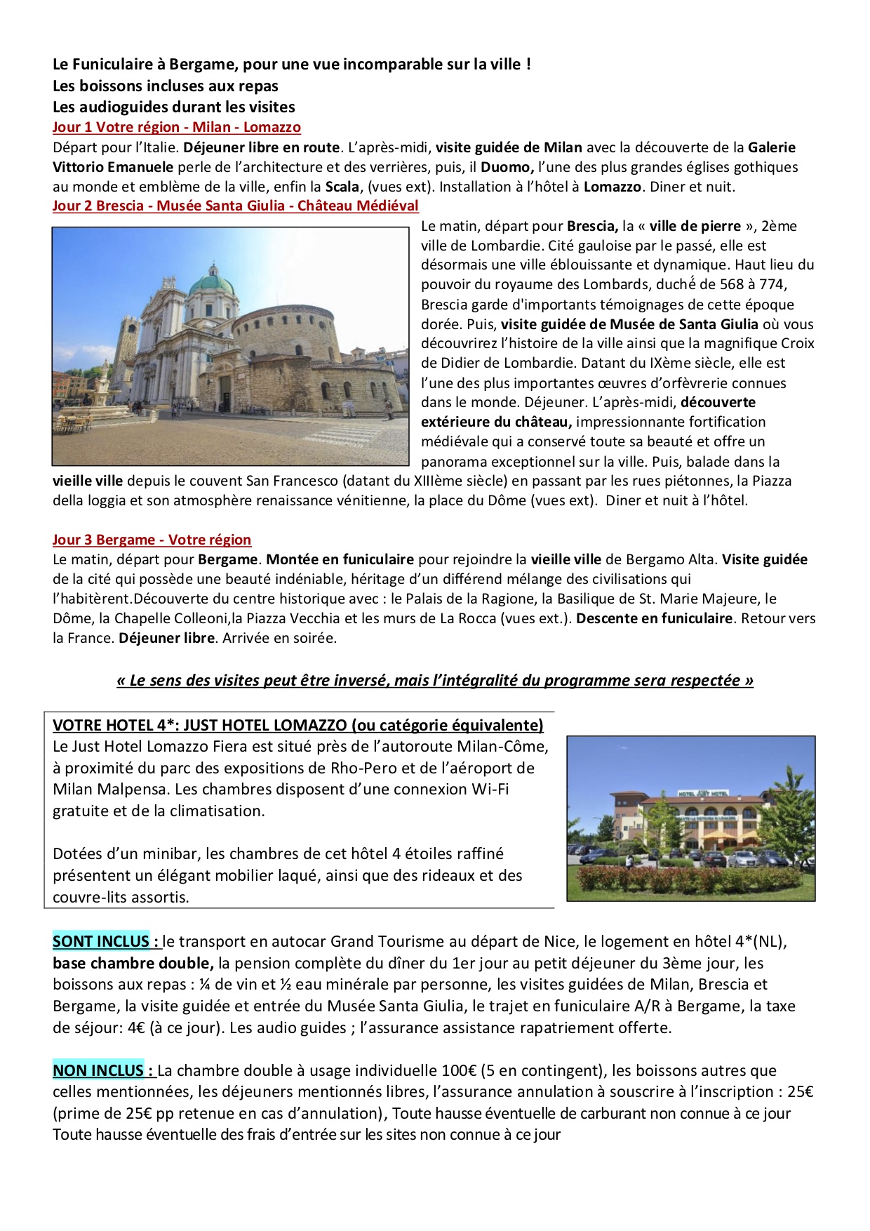 Descriptif voyage en Lombardie - page 2