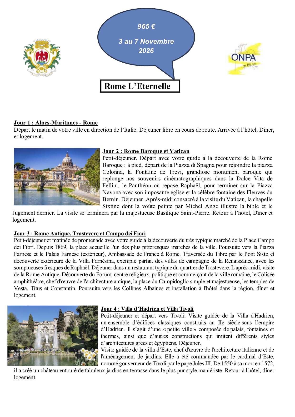 Descriptif voyage à Rome - page 1